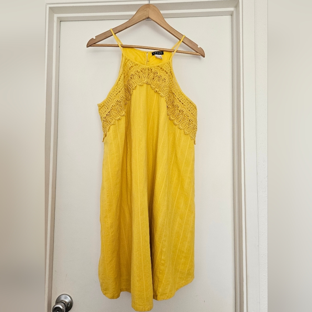 VENUS Yellow Lace Detail Dress